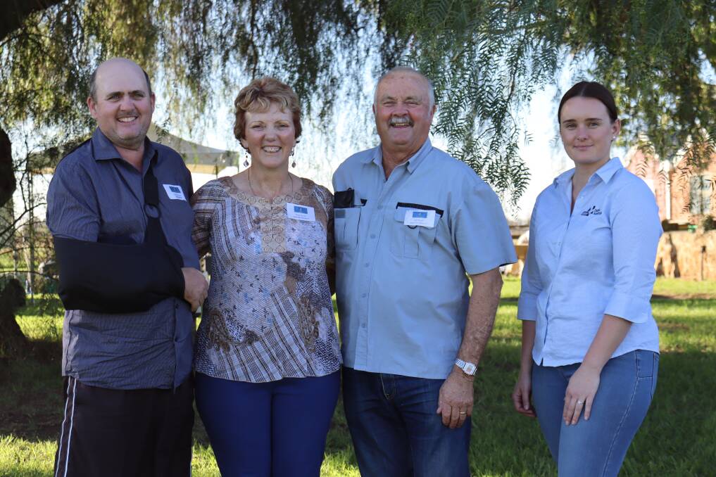 Brad (left), Kelly-Brae, Boyanup, Gay and Vin Scott, Ashvale Pastoral, Boyanup, and Western Dairy extension officer India Brockman, Busselton, at the 2024 Dairy Innovation Day last week.