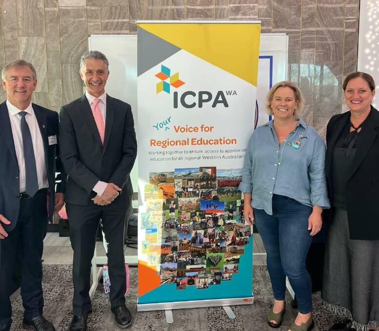 The Nationals WA deputy leader Peter Rundle (left), Education Minister Tony Buti, ICPA president, Jane Cunningham and North West Central Liberal Party MP, Merome Beard.