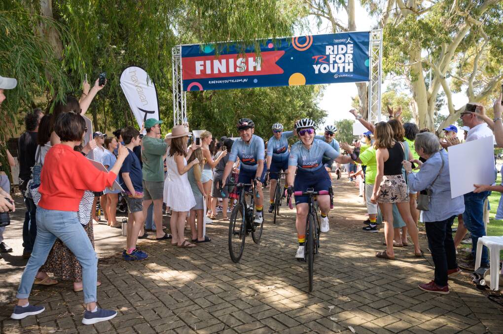 The 700km journey ended at University of WA's Riley oval, where riders were greeted by friends and family. Picture is supplied.