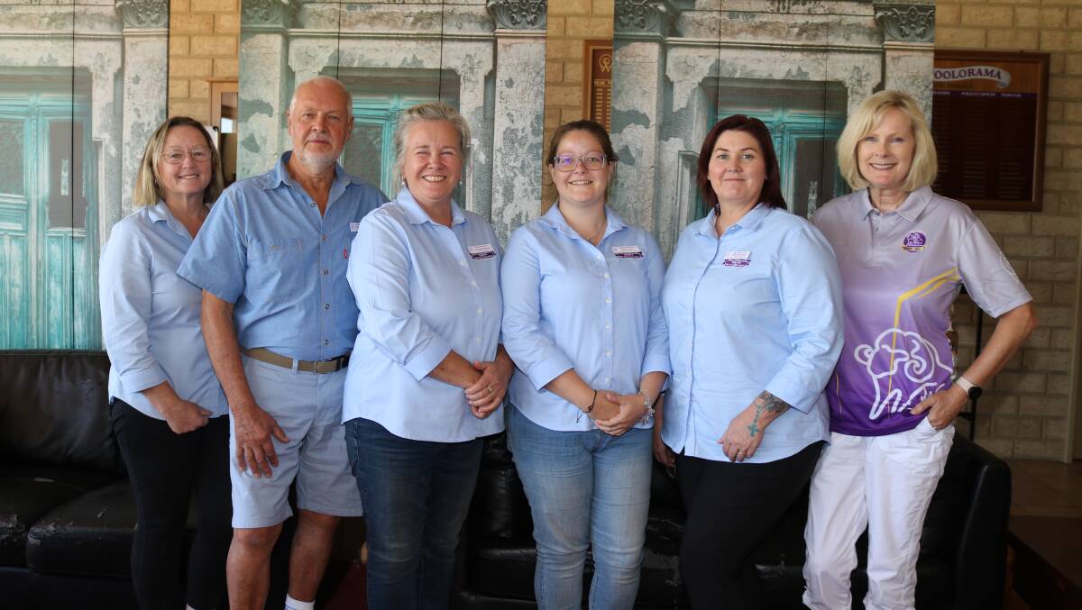 Wagin Woolorama committee members at last weeks media day included secretary Sue Dowson (left), president Paul Powell, vice president Fiona Dawson, marketing, media and administration assistant Jemma Bell, trade fair and sponsorship co-ordinator Lisa Precious and volunteers co-ordinator and HR/WHS overseer Maxine McKenzie.