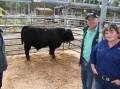 With the $10,500 top-priced Hydillowah Angus bull (by Mordallup Stunner R12), purchased by Westside Cattle Company, Boyup Brook, at the annual Hydillow Angus yearling bull sale held at the Nutrien Livestock store cattle sale at Boyanup last week, were Hydillowah Angus principal Vern Mouritz (left), Hyden, Nutrien Livestock, Waroona agent Richard Pollock and Hydillowah Angus livestock manager Claire Green.
