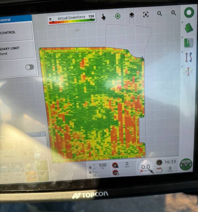 A variable packing pressure map created by the Topcon X35 controller in one of the Cook's "softest" paddocks.