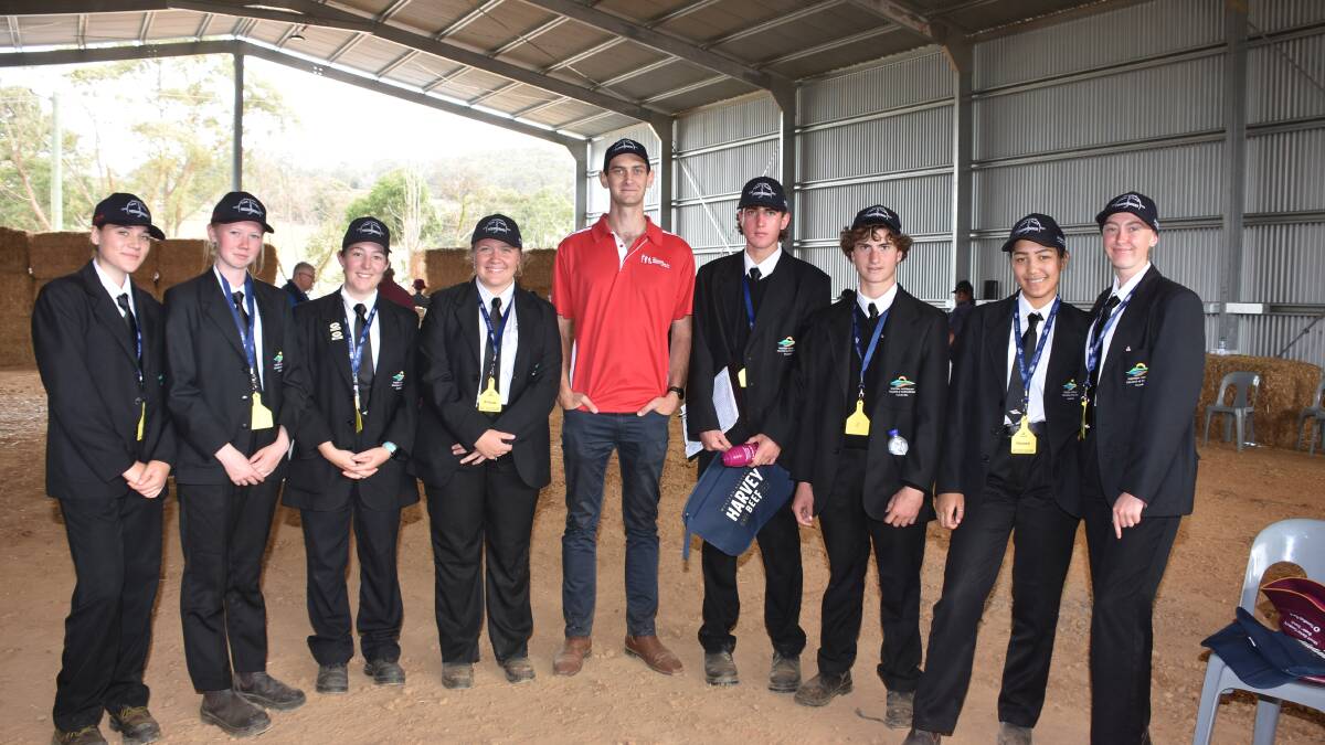 WA College of Agriculture, Cunderdin team members Elsie Cardew (left), Kira Della Bosca, Matilda Williams, Brianna Barnes, Rhys Murray, Jayden OMeagher, Navaeh Brown, Montana Steele, with The Regional Mens Health Initiative community educator Tom Hayes, who spoke during the day about the importance of looking after your physical, mental and social wellbeing.