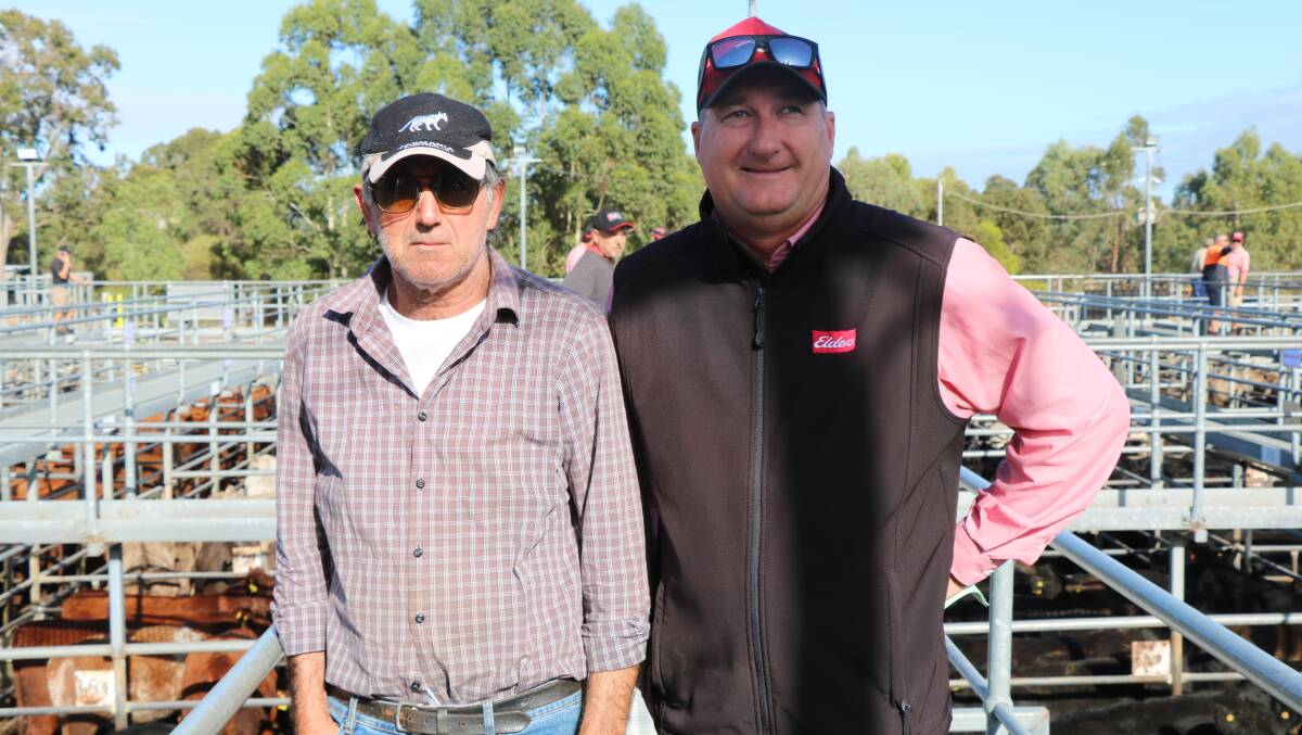 Laurie Ieraci (left), Waroona, was with Elders, Waroona representative Wade Krawczyk on the rail before the successful sale.