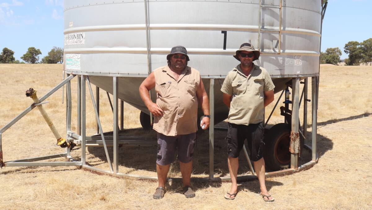 Checking out one of the field bins before the sale were Cameron Cant, Kojonup (left) and Craig Ivey, Kojonup.