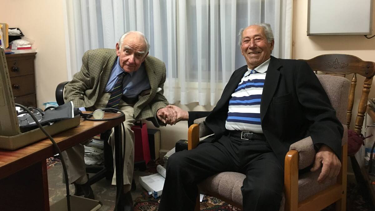 Medal of the Order of Australia (OAM) recipient James Bowie (left) with his good friend, fellow farmer and by coincidence his first and last patient as a general practitioner for 43 years at Manjimup, Vincenzo (Jim) Vallelonga. This picture was taken in 2018 when Dr Bowie retired.