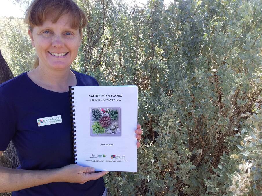 Ella Maesepp, Katanning Landcare, with the new Saline Bush Foods overview manual that has just been released.