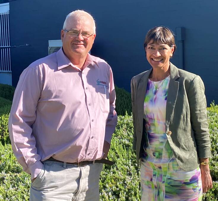 WAFarmers president John Hassell (left) with the first Special Representative for Australian Agriculture Su McCluskey on one of her visits to Western Australia earlier this year.