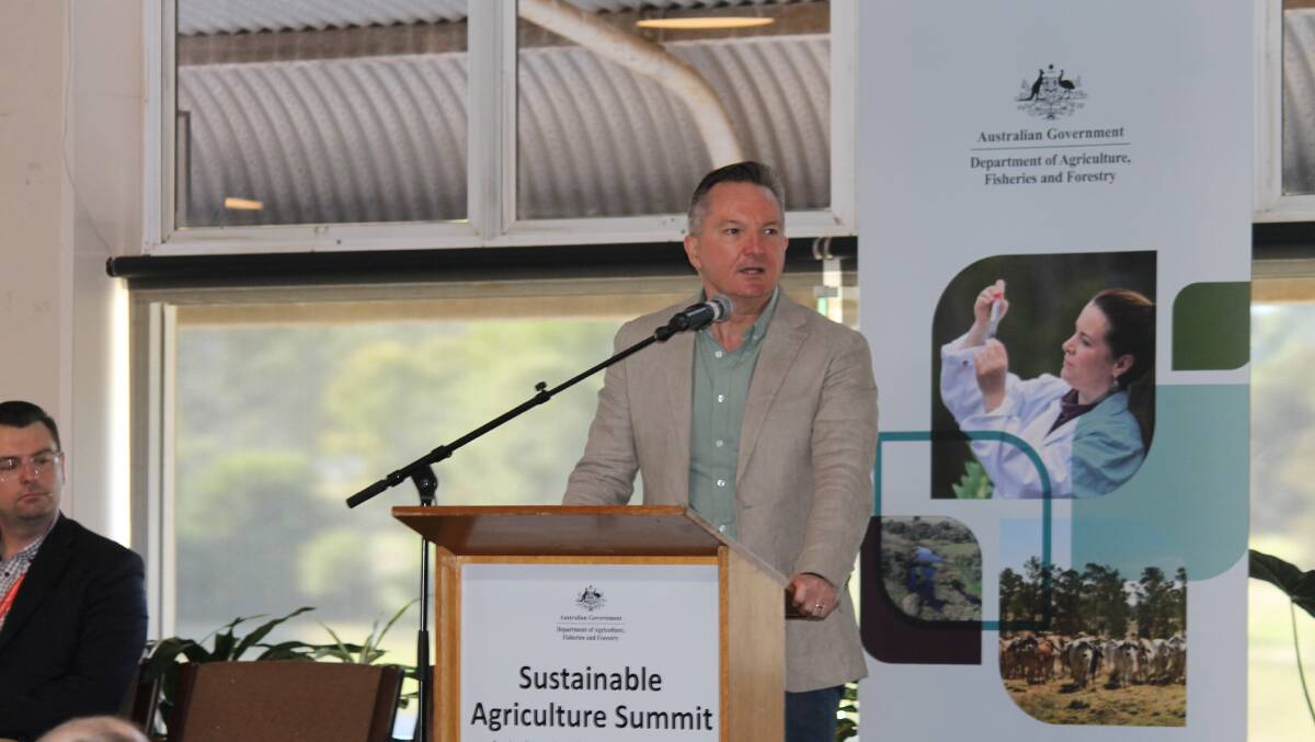 Climate change and energy minister Chris Bowen at the Sustainable Agriculture Summit in Toowoomba. Picture: Victoria Nugent. 