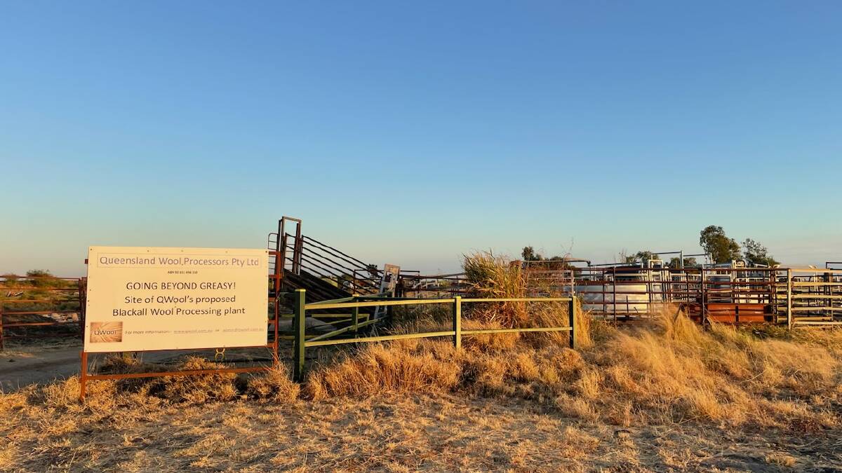 A sign on the outskirts of Blackall advertises the proposed site for the QWool facility. Photo: Holly Macdonald. 