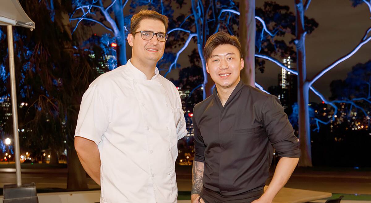  Inaugural ambassadors of the Plating Up WA: Singapore edition Chef Exchange program Lucas Fernandes (left), Frasers Restaurant and Lamley Chua, 1-Arden Group, Singapore.