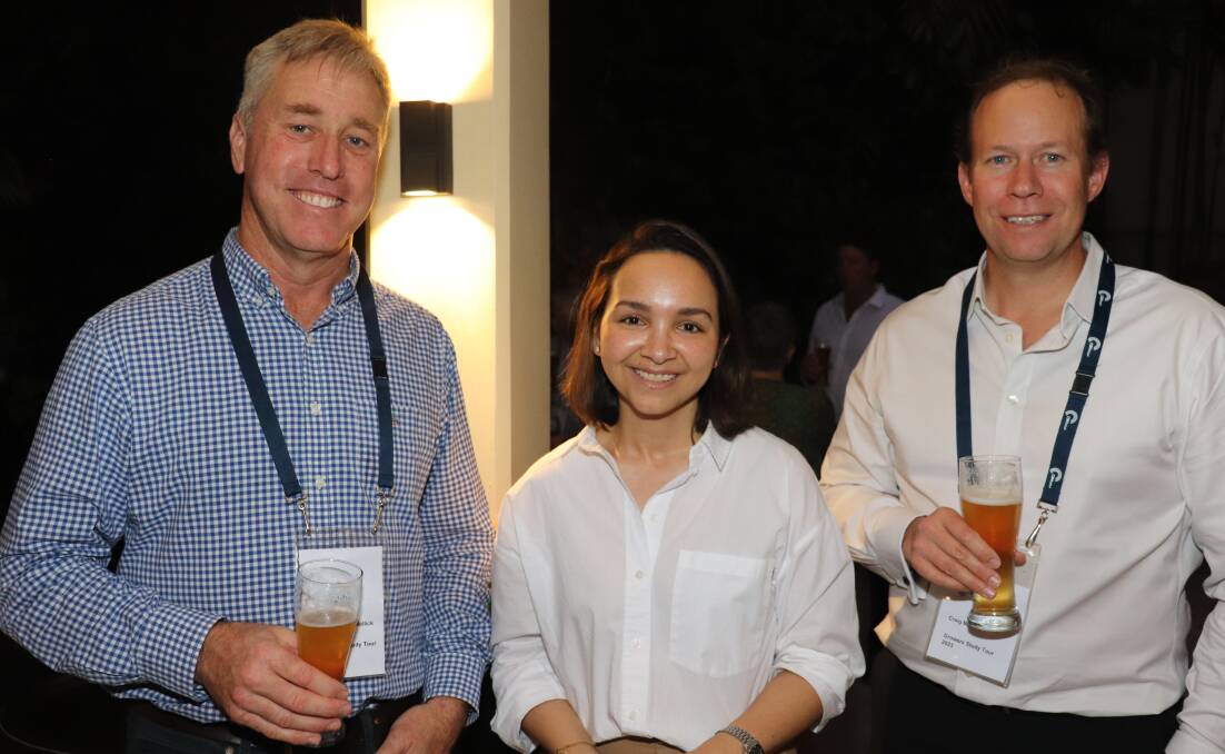 Beverley grower Chris Mellick (left), with Australian Government first secretary - economics, Renee Bryant and CBH head of grain technology Craig McLure.