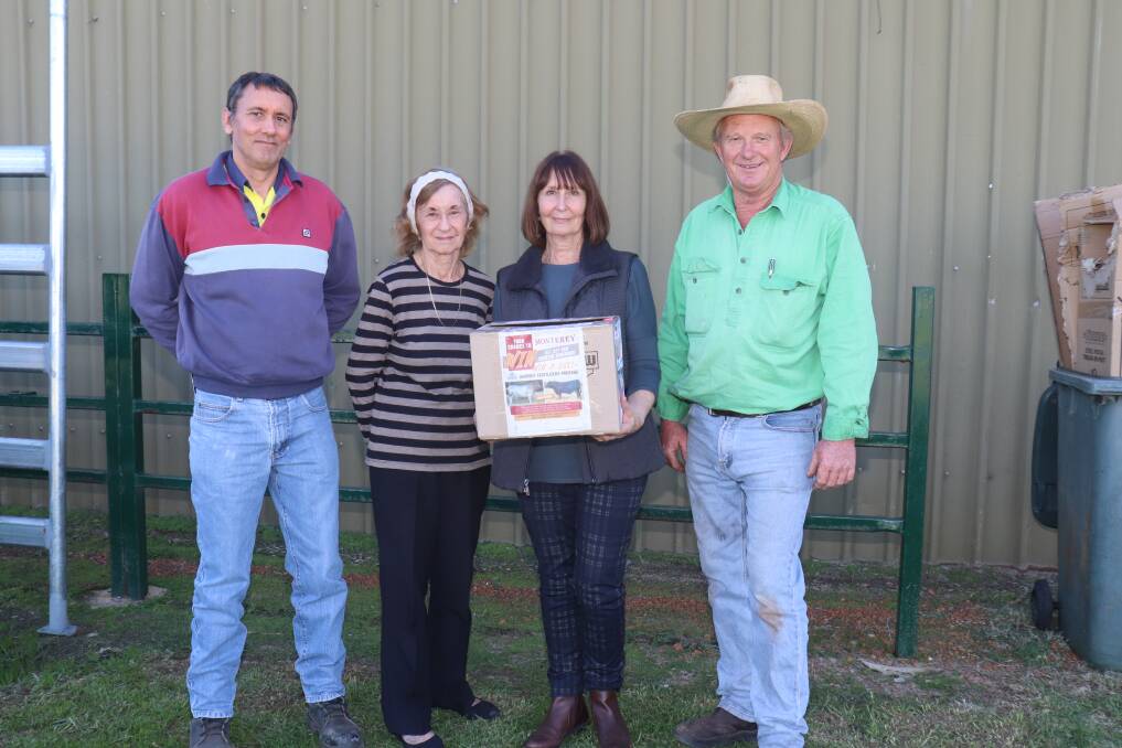 Winners of the lucky buyer Summit Fertiliser Pasture Boost package valued at $4000 were Graham Wilmot (left) and his mother Isobel Wilmot, J & I Wilmot, Scott River, with Monterey stud co-principal Julie Buller, Karridale and winner of the lucky buyer 50-tonne Optima Lime/Cowara Contractors package, Eric Walmsley, Bancell Falls, Pinjarra.
