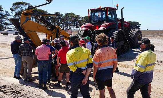Several growers in the Dalyup region attended a subsurface drainage demonstration day in March to explore the process for laying paddock drainage. Photo: GRDC
